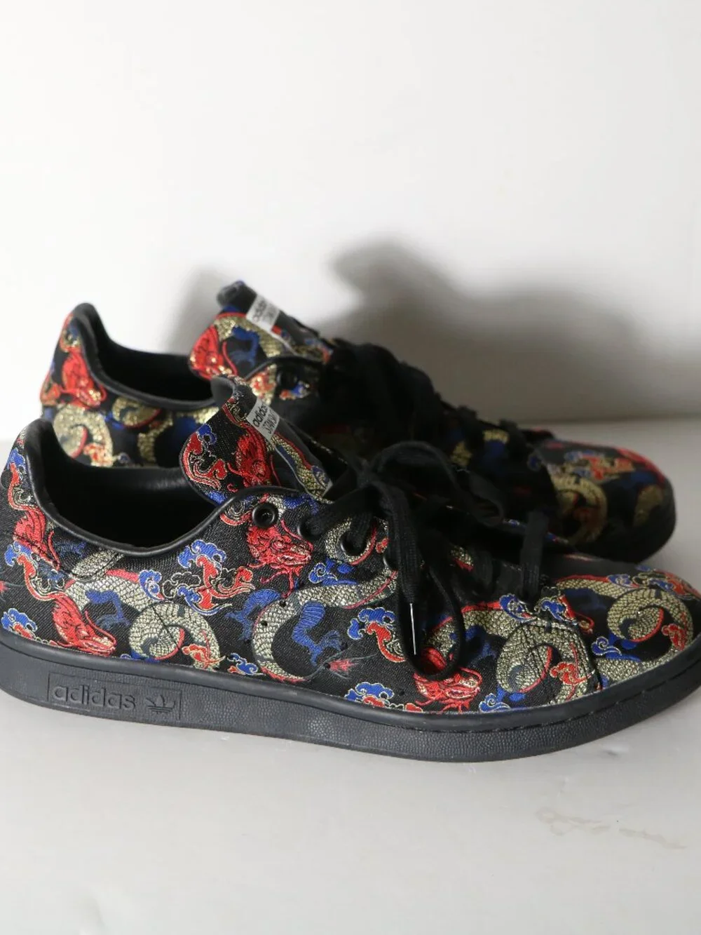 Adidas Stan Smith Mens Dragon‎ Printed Boat Festival Sneakers 10.5 Black Low Top